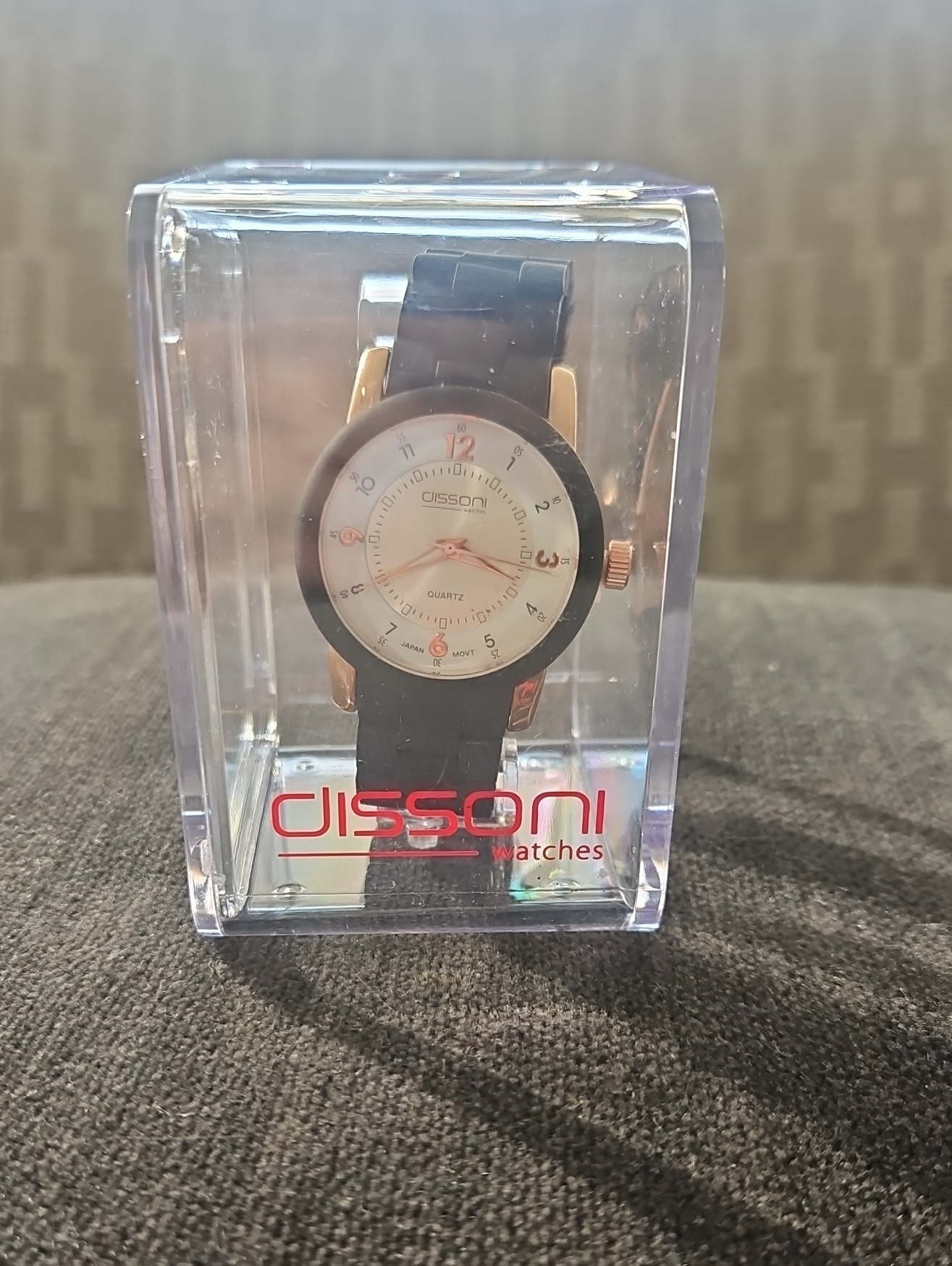 Mens Black And Rose Gold Quartz Watch